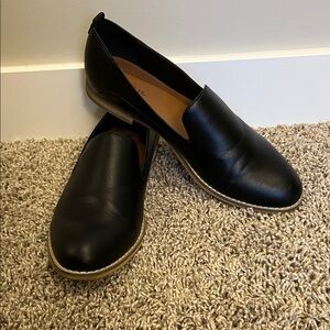 Indigo Black Leather Women's Loafers